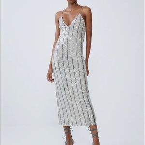 New! Zara stripe sequin dress small